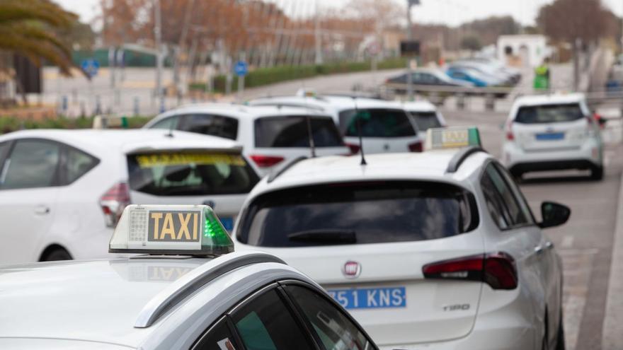 Un grupo de taxis, en la parada del aeropuerto de Eivissa. | VICENT MARÍ