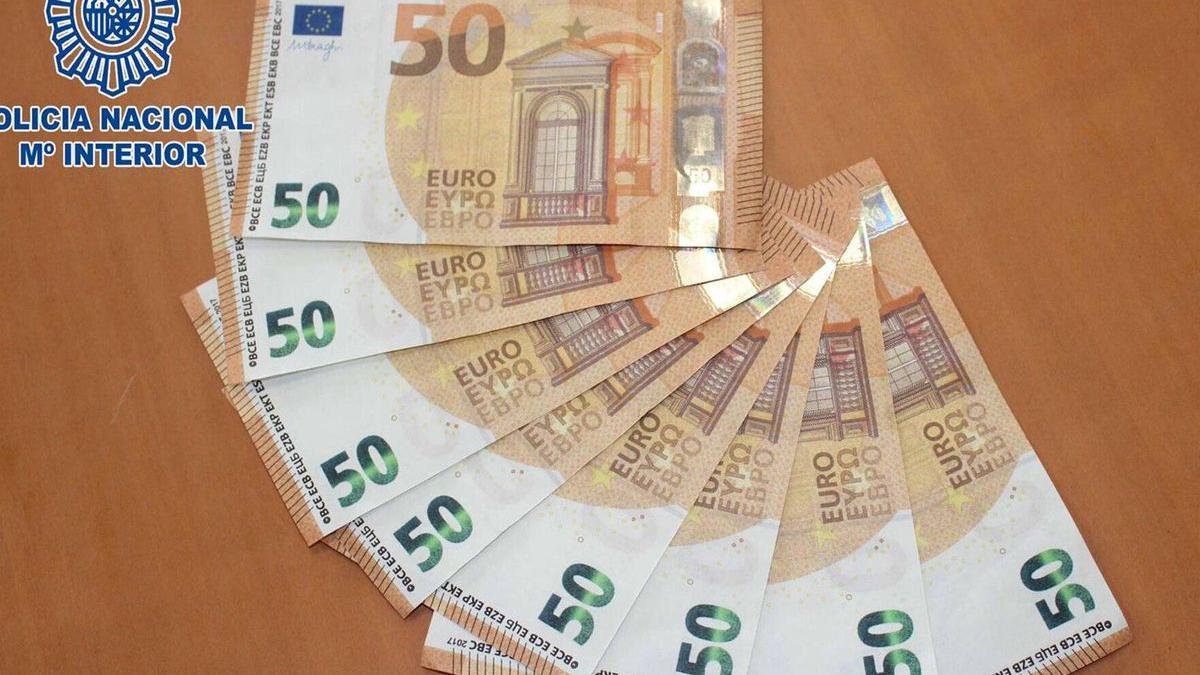 Billetes falsos de 50 euros intervenidos por la Policía