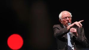 El candidato demócrata Bernie Sanders, durante un acto en Michigan. 