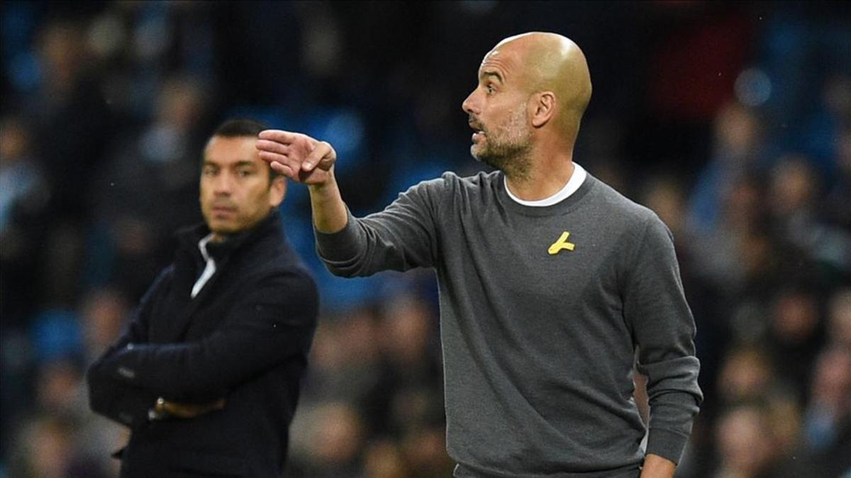 Pep Guardiola ha llevado el lazo amarillo desde el día que fueron encarcelados Jordi Sánchez y Jordi Cuixart