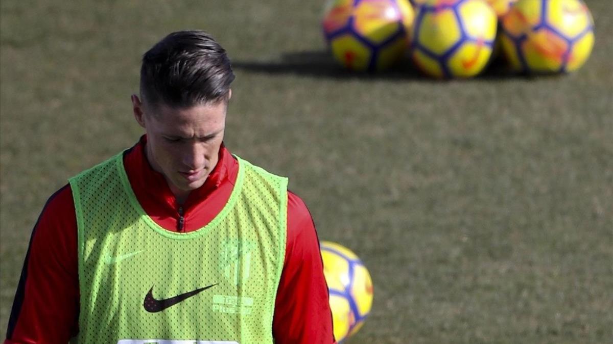 Fernando Torres, durante un entrenamiento con el Atlético la semana pasada