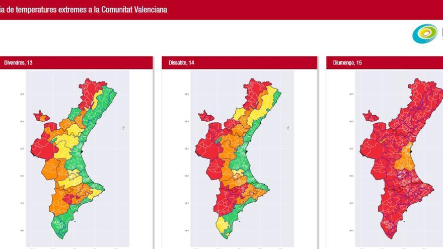 Previsión de situación de temperaturas extremas este fin de semana