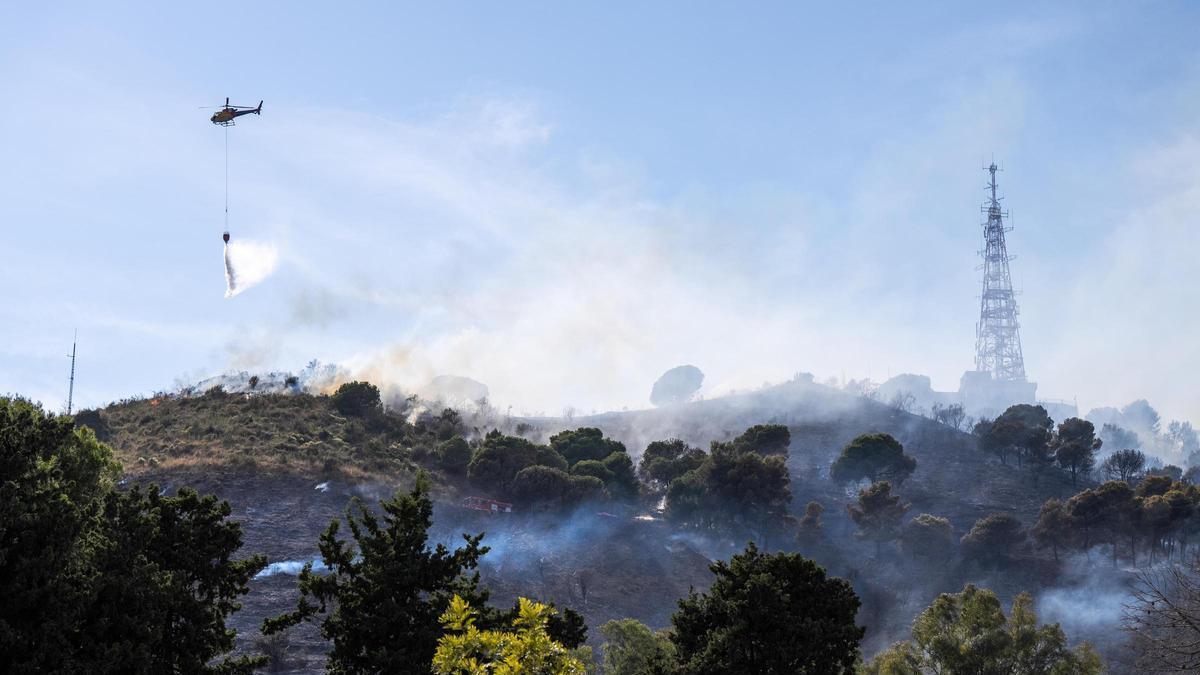 Incendio forestal en el Parque Natural de Collserola.