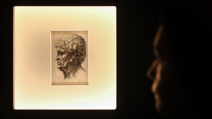 Una de las «cabezas humanas» de Leonardo copiadas por el grabador Wenzel Hollar.