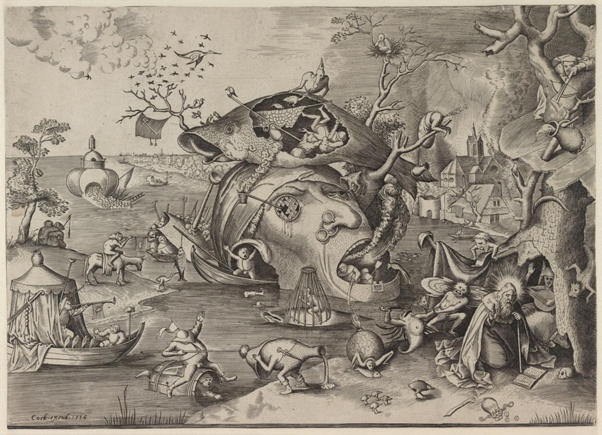 . La tentación de san Antonio, 1556   Grabado  |  Según Pieter Bruegel el Viejo   Neerlandés, hacia 1526/27–1569  Grabado por Pieter van der Heyden  Neerlandés, hacia 1530-hacia 1572