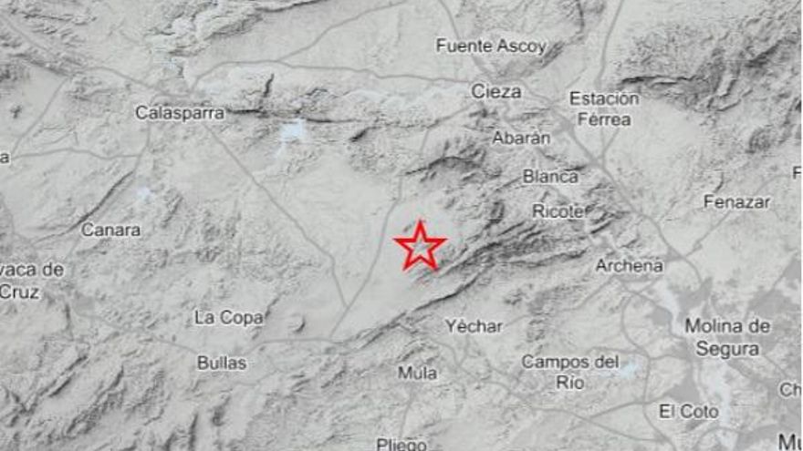 Un terremoto de 2,2 grados se deja sentir al norte de Mula