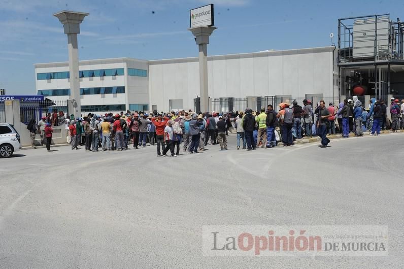 Protesta hortofrutícola en una empresa de El Raal