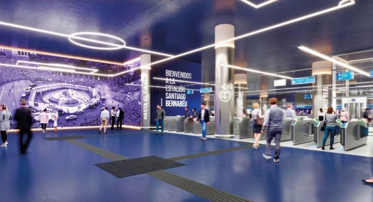 'Teaser' de la nueva estación Bernabéu, con motivos dedicados al Real Madrid.