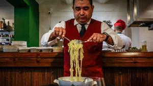 Un plato de fettuccine Alfredo en el restaurante Enriquetto.