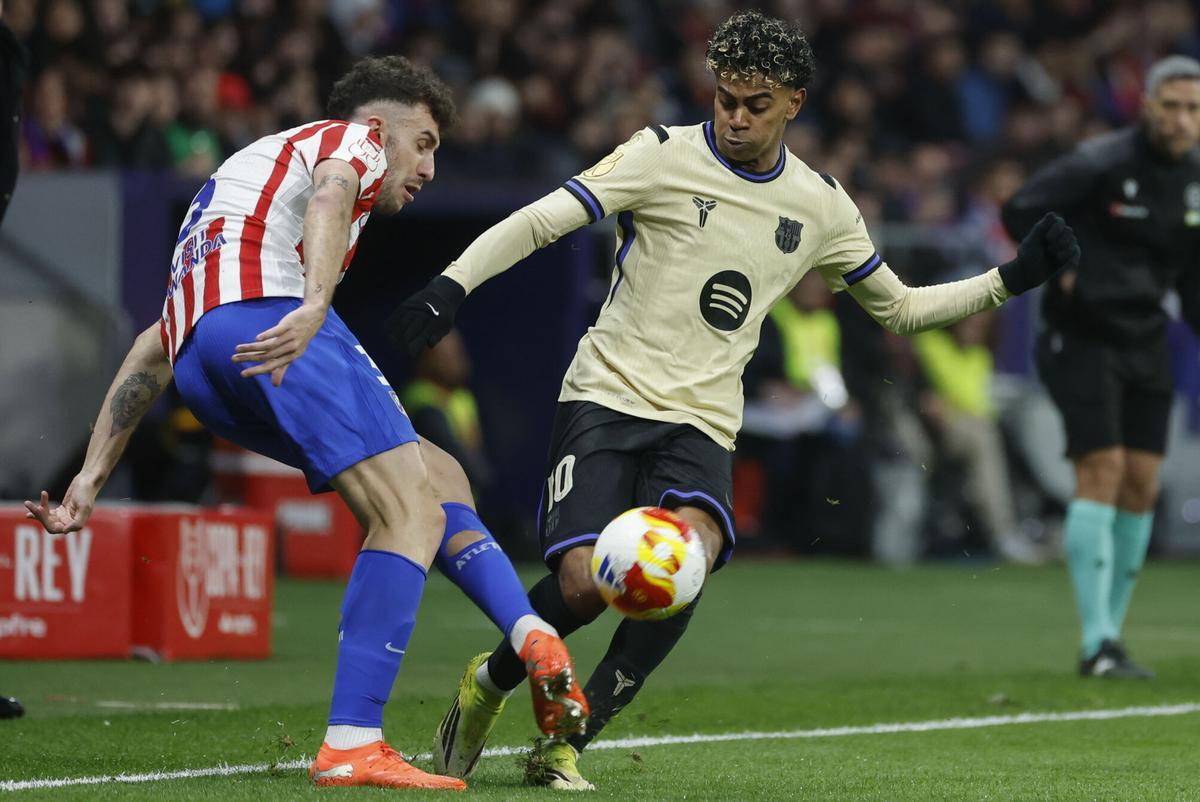 Lamine Yamal, en el partido contra el Atlético de Madrid