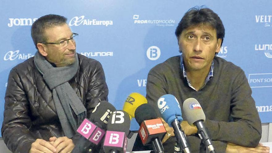 Joan Bibiloni y Gustavo Siviero, ayer durante su comparecencia ante los medios de comunicación en Son Malferit.