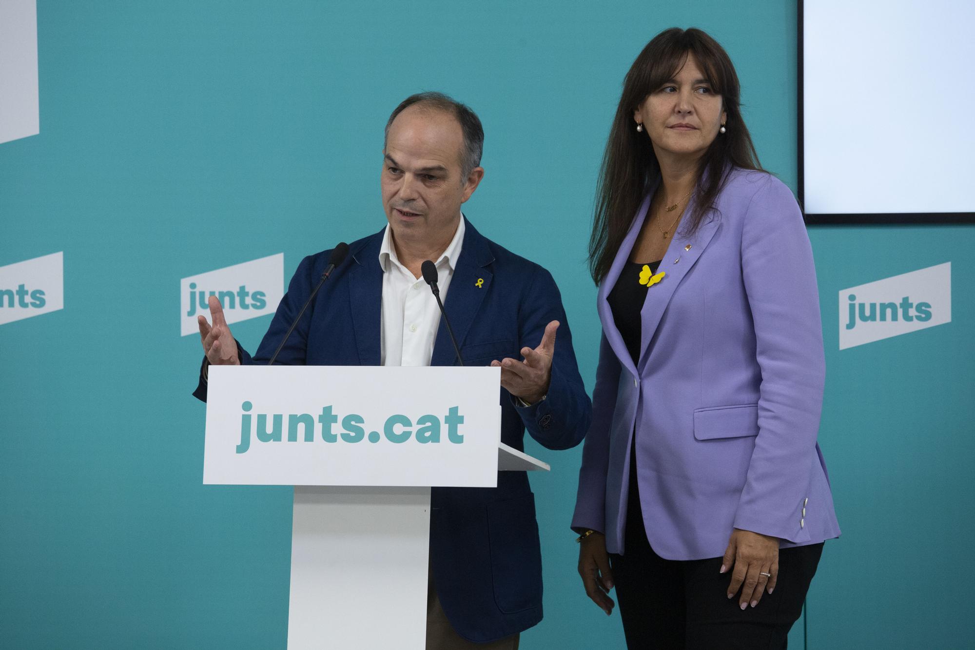 Jordi Turull y Laura Borràs, en rueda de prensa