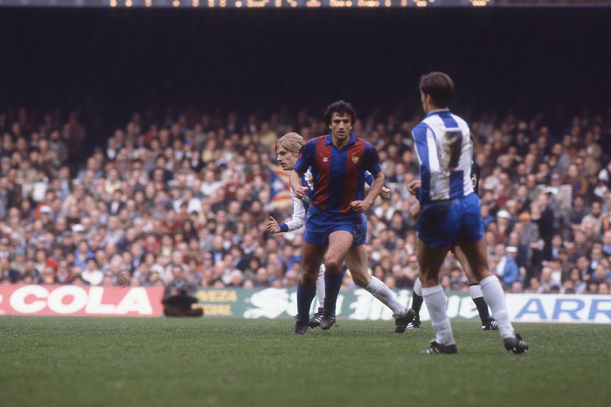 José Ramón Alexanco, en un derbi contra el RCD Espanyol de la 1981/1982