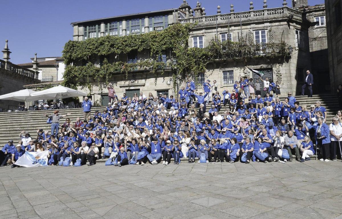 Acto en Santiago de gallegos retornados que viajaron a Galicia en octubre. | Antonio Hernández