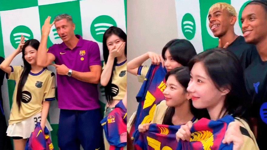 Lamine Yamal, Balde y Lewandowski se divierten con las estrellas del pop coreano, ITZY