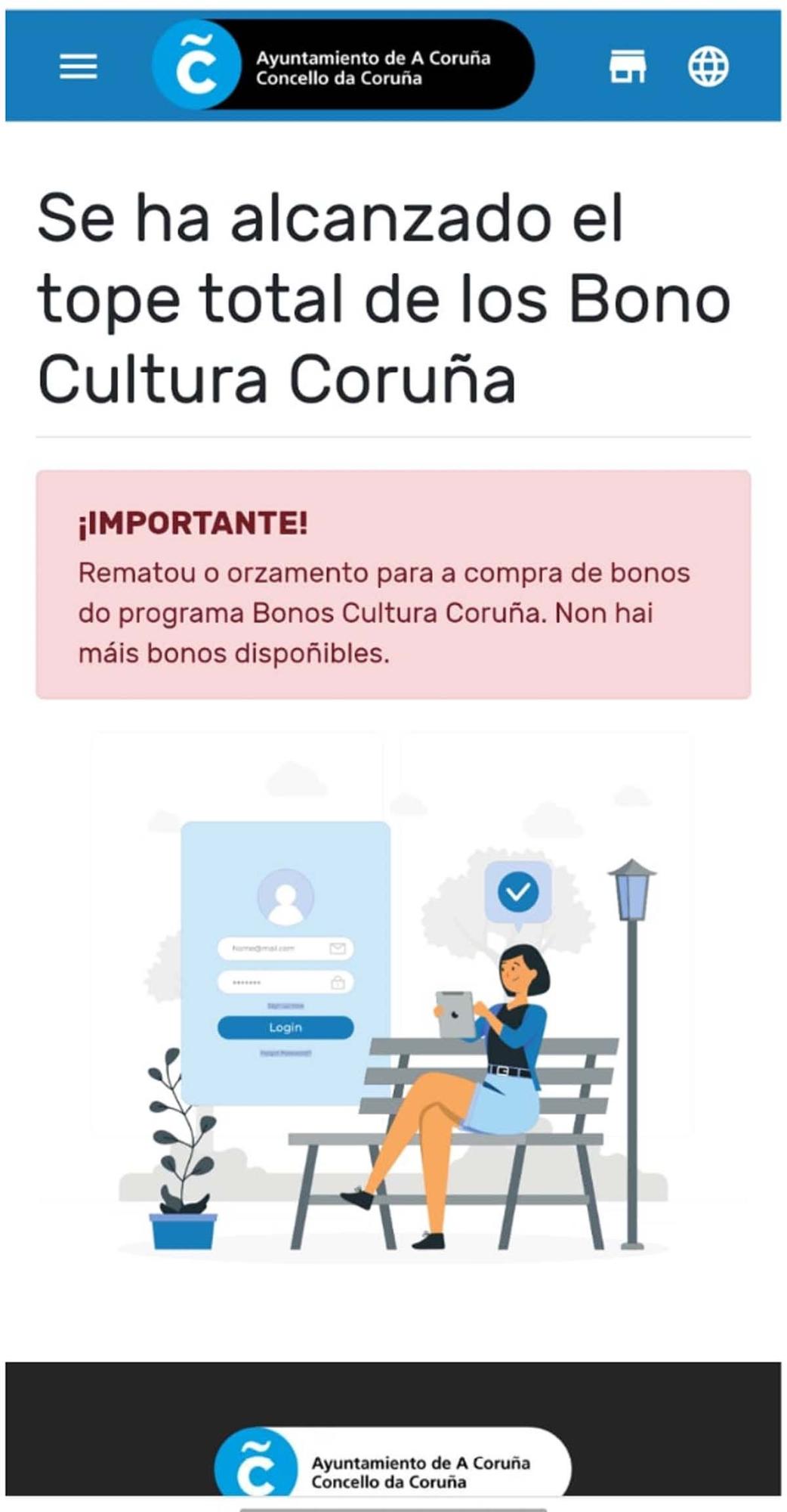 Agotados los Bonos Cultura del Concello de A Coruña.