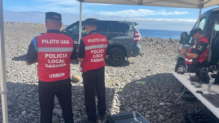 UniDron de la Policía Local de Telde colabora en Los Indianos de La Palma