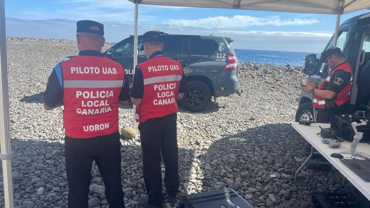 UniDron de la Policía Local de Telde colabora en Los Indianos de La Palma.