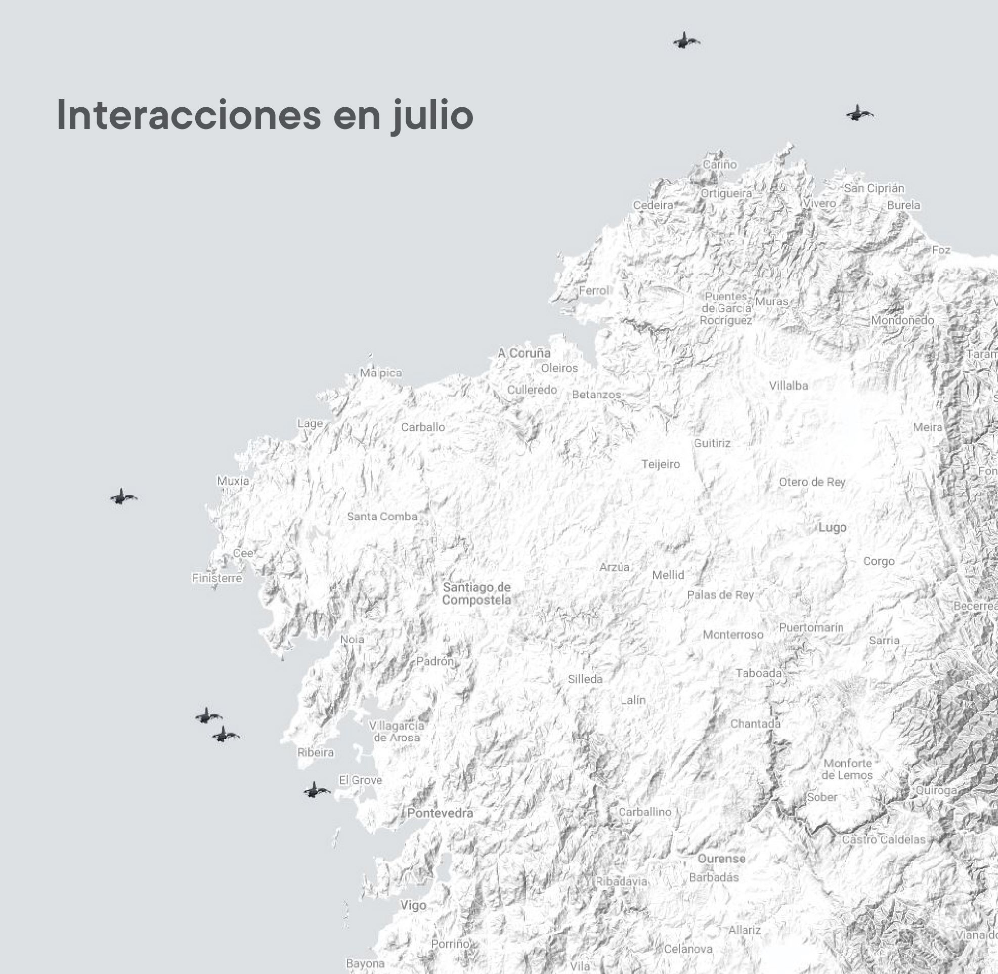 Interacciones con orcas en julio.