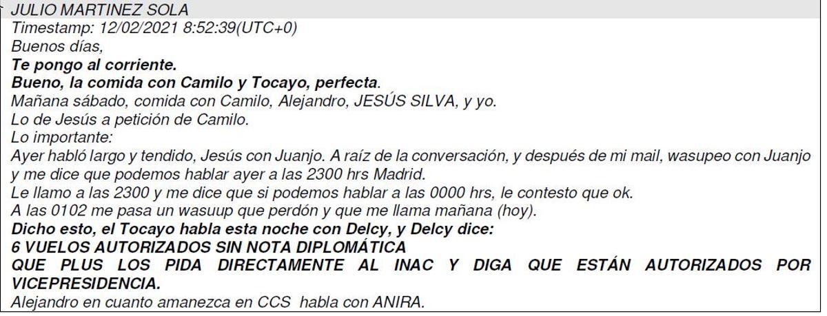 Mensaje de Julio Martínez Sola sobre la autorización de Delcy Rodríguez