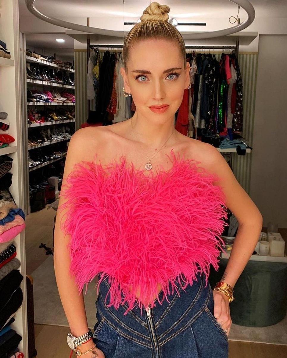 El top de plumas de Chiara Ferragni