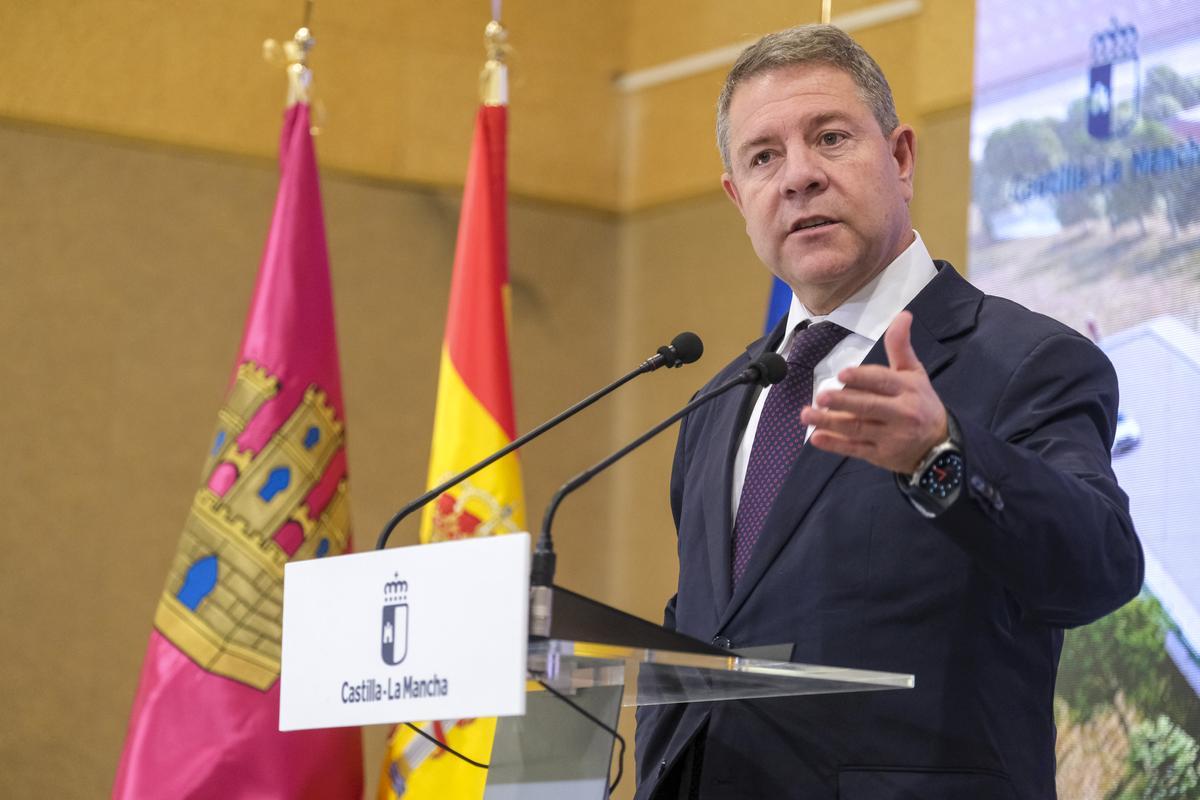 El presidente de Castilla-La Mancha, Emiliano García-Page, durante un acto institucional en Guadalajara.