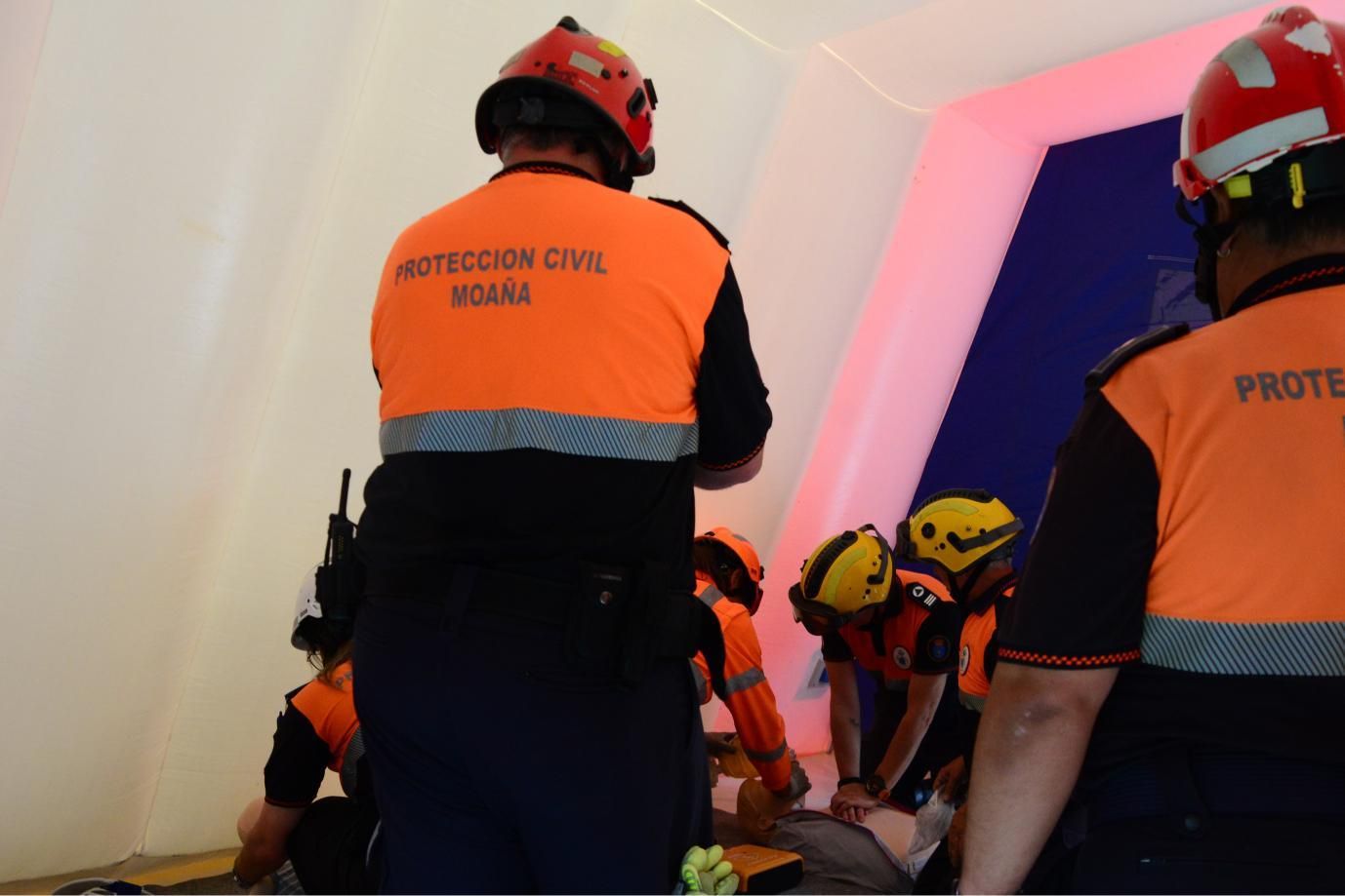 Las imágenes del simulacro contra incendios forestales en Moaña
