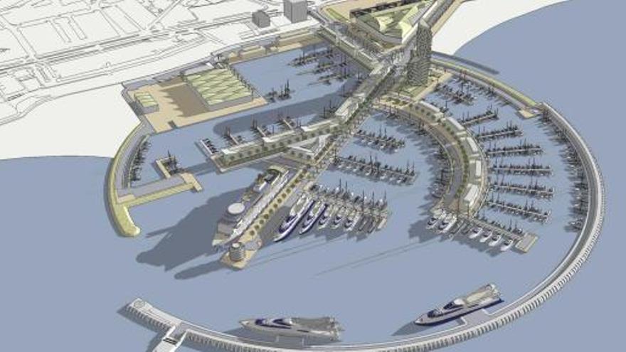 Imagen de la propuesta planteada por Al-Thani para remodelar el puerto marbellí de La Bajadilla.
