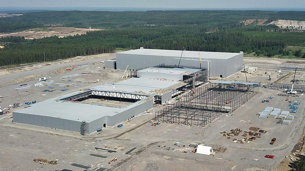 Obras de construcción de la “gigafábrica” de baterías de litio de Northvolt en Skelleftea (Suecia)