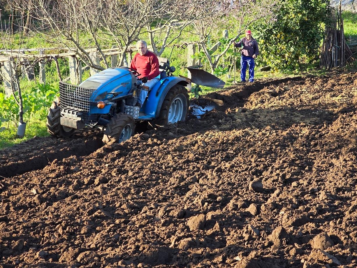 Arousanos aprovechando el buen tiempo para preparar sus tierras de cultivo.