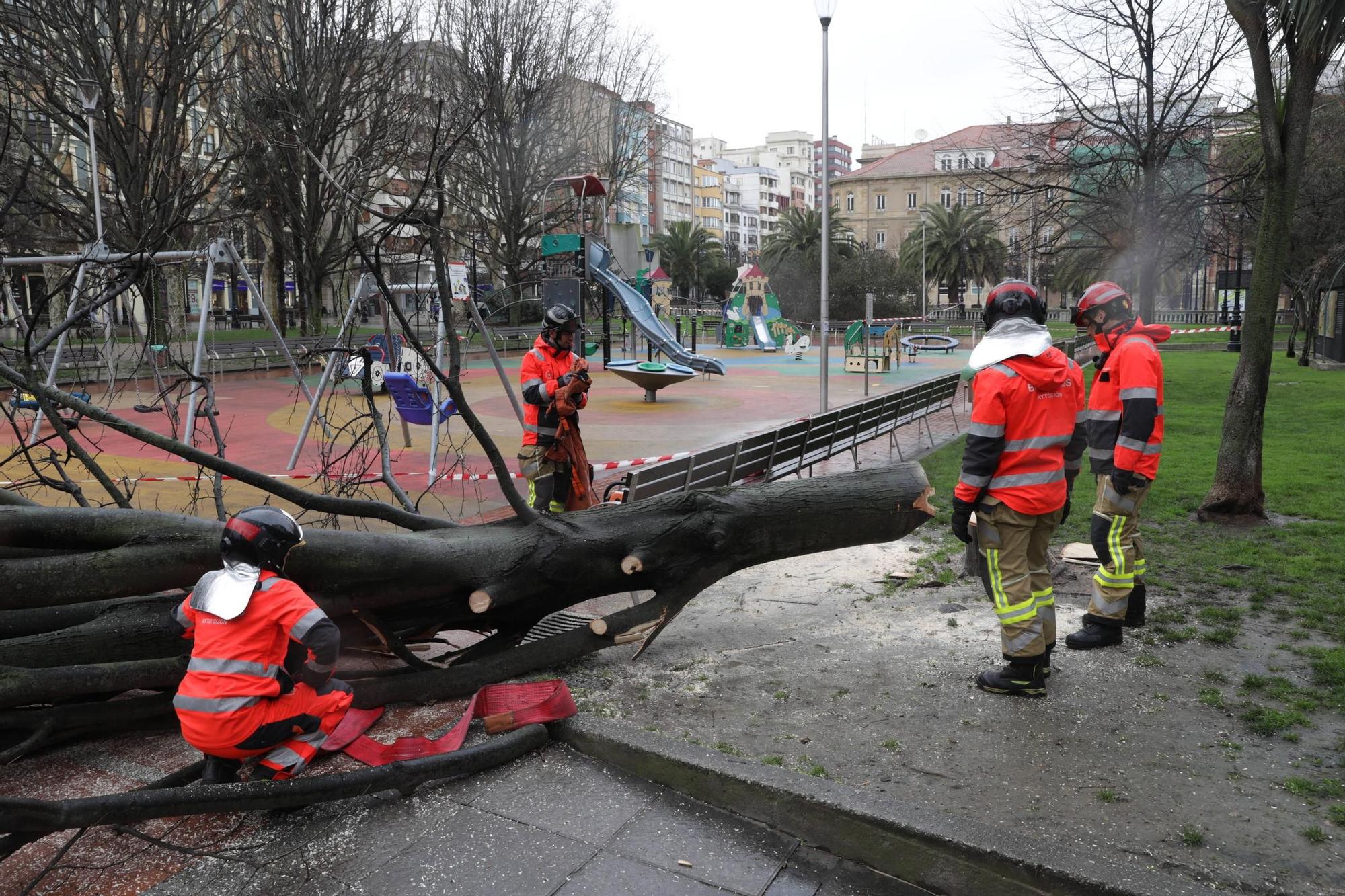 Los efectos de la "tormentona" en Gijón (en imágenes)