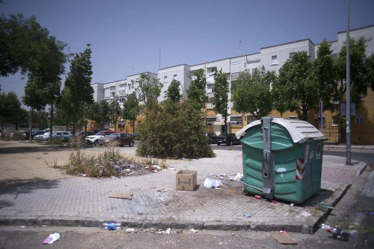 Suciedad en el barrio de Los Pajaritos (Sevilla).