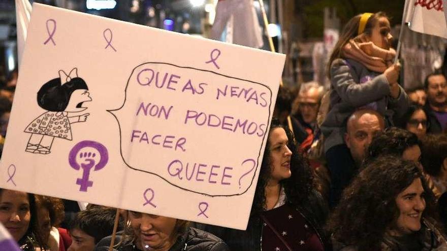 Participantes en una de las multitudinarias marchas que recorrieron las calles de A Coruña el pasado 8 de marzo.