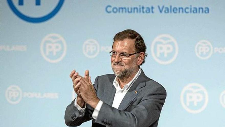 Rajoy durant l&#039;acte que va fer ahir a València