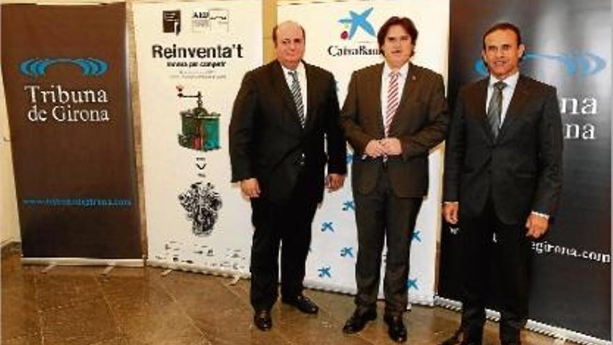 Pau Herrera, Pere Vila i Jaume Masana, ahir al matí a la presentació de la V Jornada Empresa i Coneixement.