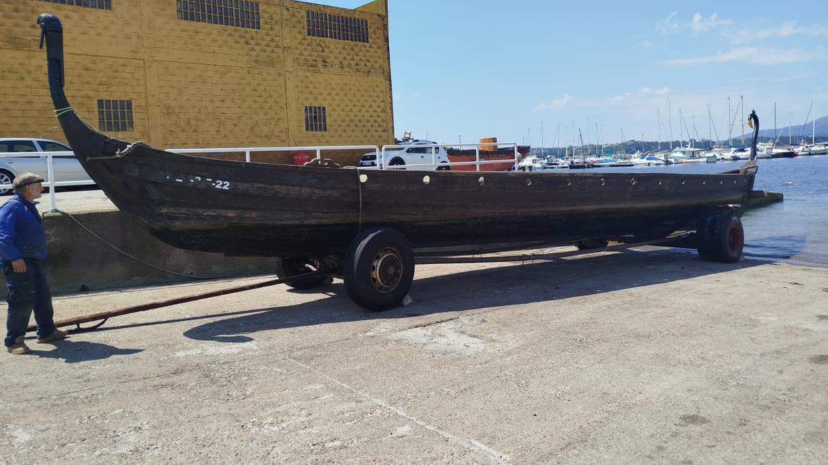 Imagen reciente del drakkar de Catoira que será rehabilitado en Rianxo