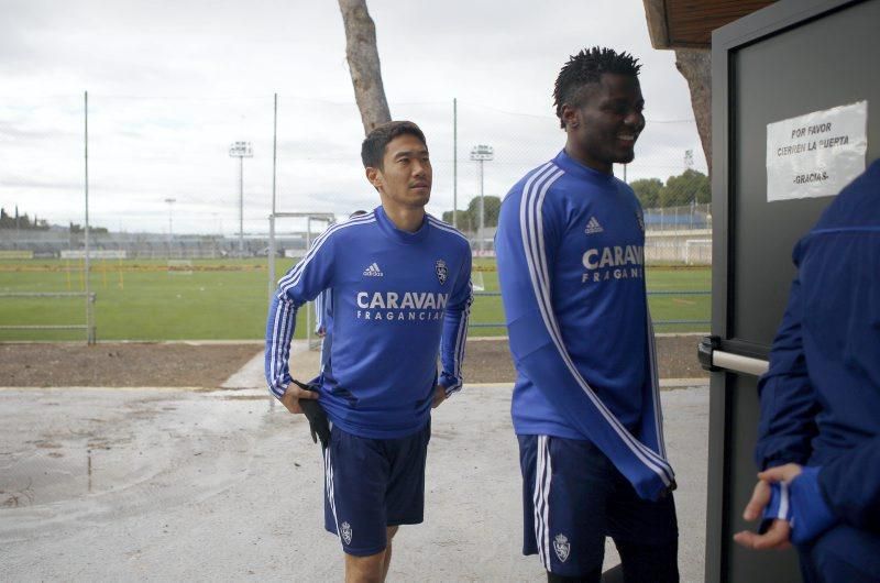 Entrenamiento del Real Zaragoza antes del partido contra la SD Huesca