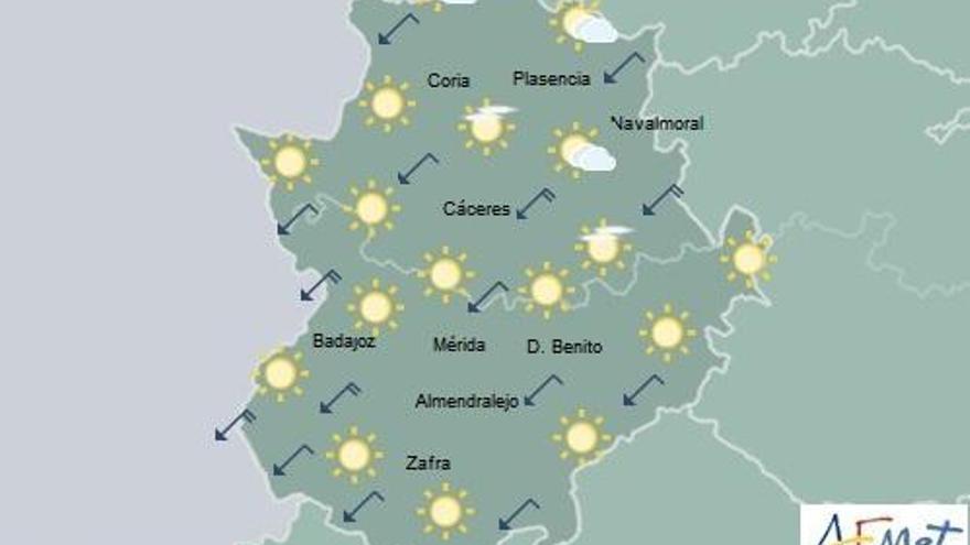 Tendencia a poco nuboso o despejado y temperaturas máximas en ligero ascenso