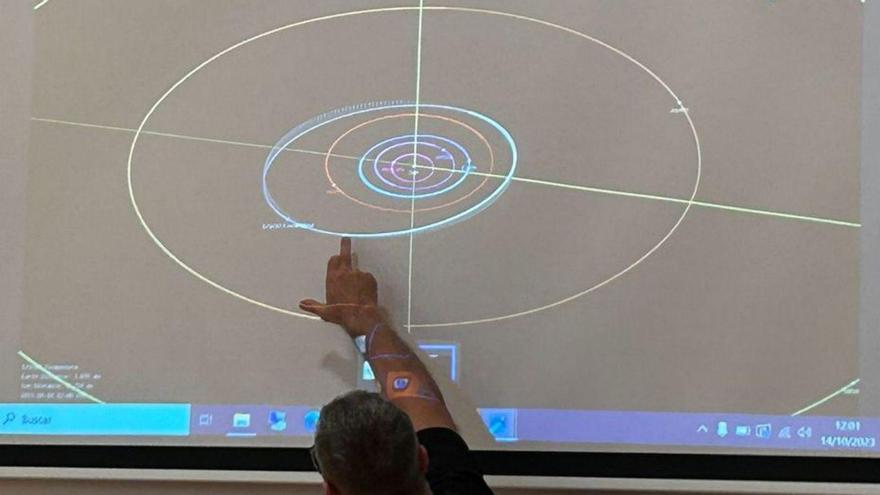 Casado señala el lugar del asteroide Formentera. | C.I.F.