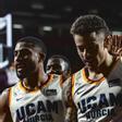 David DeJulius y Jonah Radebaugh, del UCAM Murcia, durante un partido esta temporada.