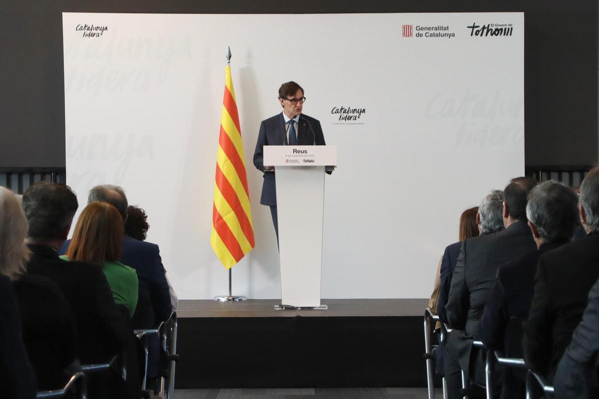 El president de la Generalitat, Salvador Illa, en su conferencia en Reus.