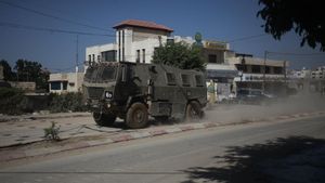 Un vehículo militar isarelí en Tulkarem, Cisjordania -