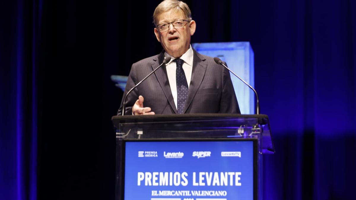 Ximo Puig, durante su discurso en la gala