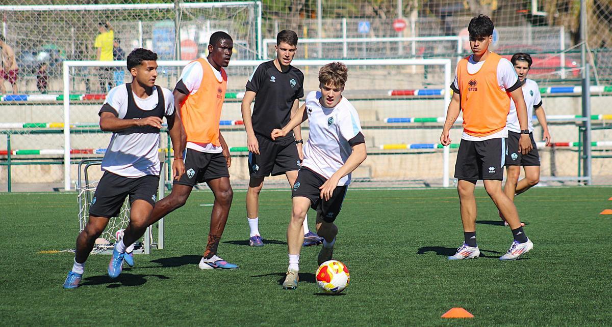 Los futbolistas del Castellón B, entrenando en Gaetà Huguet