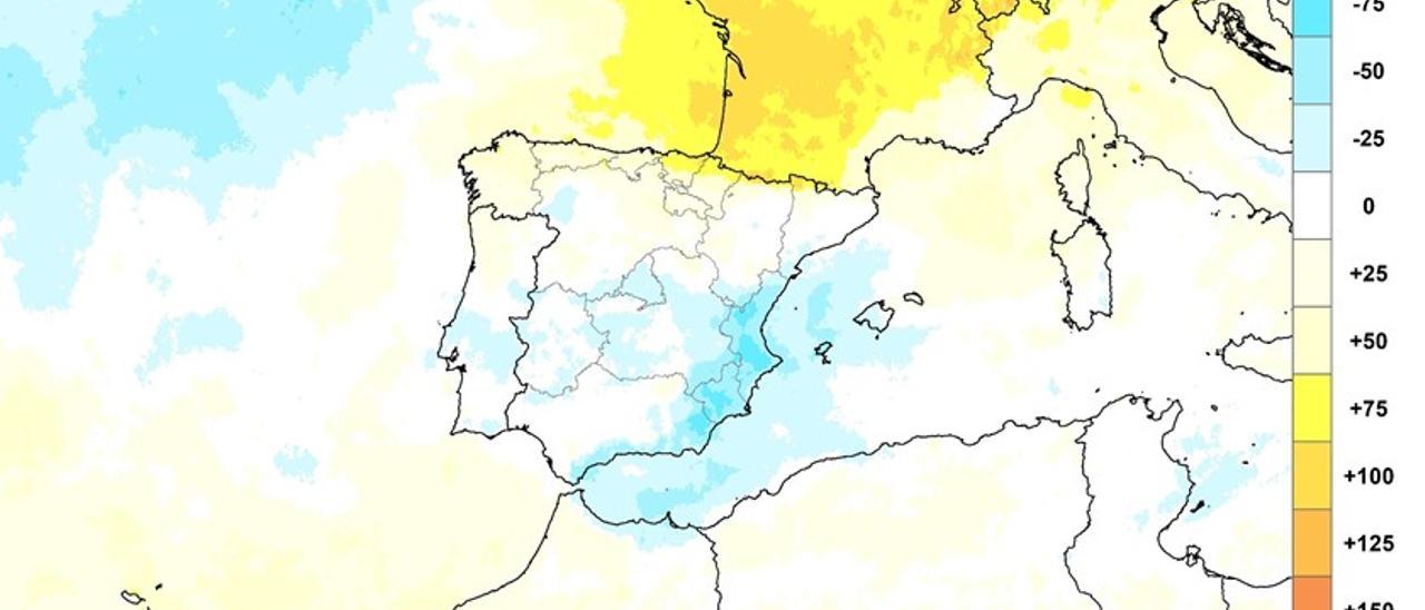 Mapa con los días de sol.