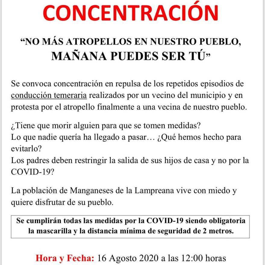 Cartel de la convocatoria de la concentración en Manganeses de la Lampreana