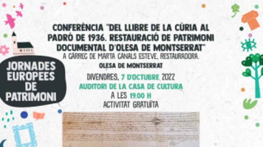 Del llibre de la cúria al padró de 1936. Restauració de patrimoni documental d&#039;Olesa de Montserrat