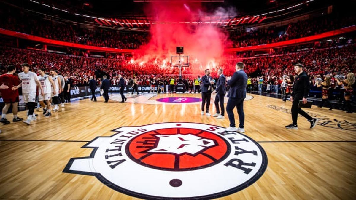 La cancha del Rytas Vilnius tras el encuentro ante el Nymburk.