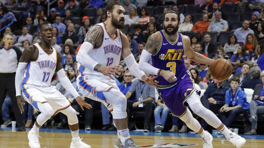 Ricky Rubio ante los Thunder de Oklahoma City.