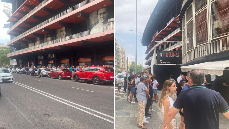 Lío y tensión en las colas de Mestalla para cambiar de localidad